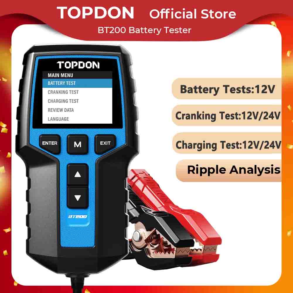 Topdon Tc001 Thermal Camera - TOPDON BT200 เครื่องทดสอบแบตเตอรี่แบบพกพาชาร์จ Cranking เครื่องมือทดสอบสําหรับรถยนต์ 12V