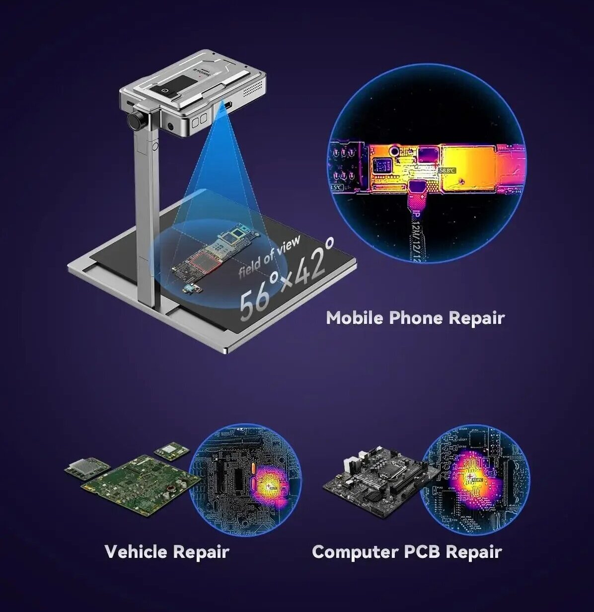 Pcb Short Circuit Thermal Diagnostics - เครื่องมือวินิจฉัยภาพความร้อนอินฟราเรด LANGCHI ShortCam III 4K อุปกรณ์ถ่ายภาพความร้อนสำหรับซ่อมวงจรไฟฟ้าแบบลัดวงจรบนแผงวงจรพิมพ์