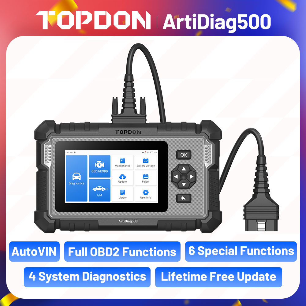Topdon Tc001 Thermal Camera - Topdon ArtiDiag500 เครื่องมือวินิจฉัยรถยนต์เต็มระบบOBD2 เครื่องสแกนเนอร์เครื่องยนต์ABS SRSเกียร์เครื่องมือสแกนรหัสReader