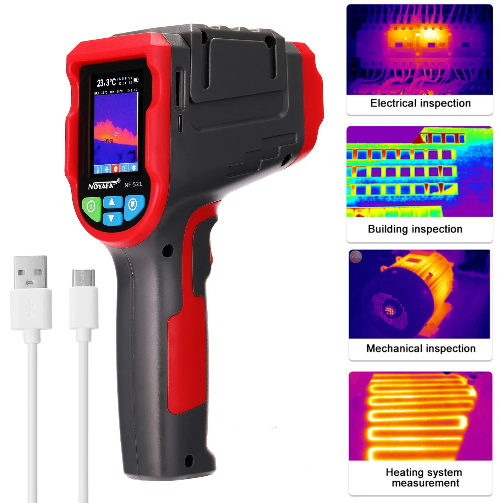 Nf 521 Thermal Imaging Camera - NF-521 กล้องถ่ายภาพความร้อนอินฟราเรดแบบพกพาแบบใช้มือถือ -10~400 ℃ เครื่องตรวจจับความร้อนอุณหภูมิอุปกรณ์ถ่ายภาพอินฟราเรดดิจิตอล