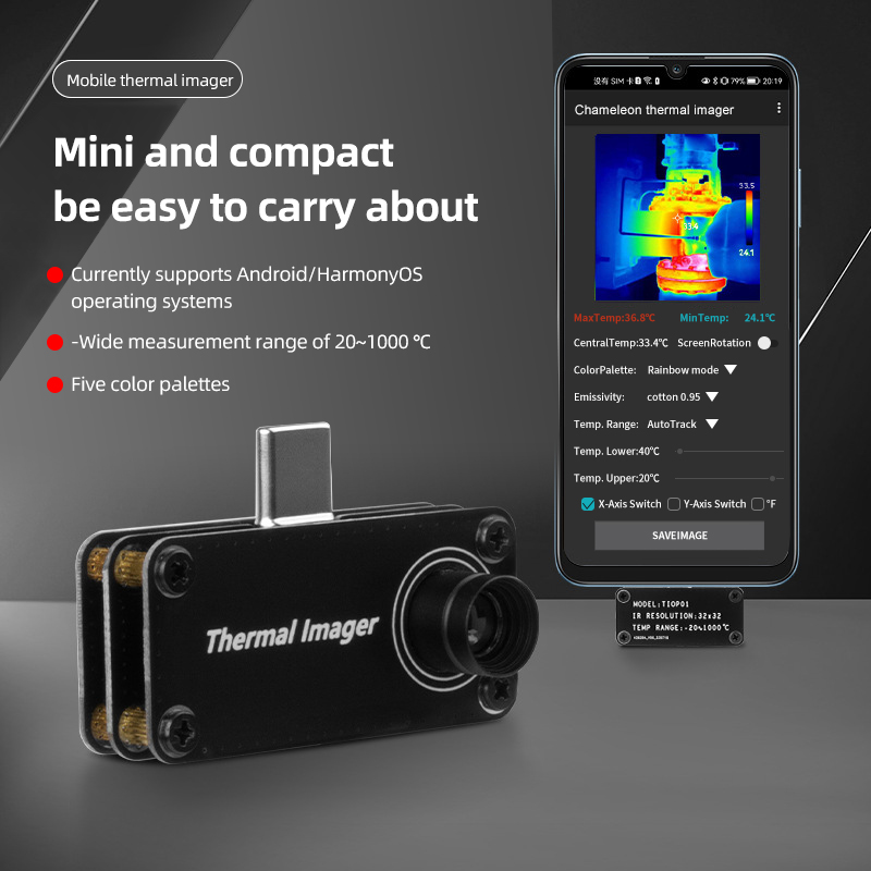 Tiop01 Thermal Camera - TIOP01 Thermal Imager Night Vision กล้องถ่ายภาพอินฟราเรดการวัดอุณหภูมิ
